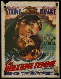 9h503 SECOND WOMAN Belgian '50 Robert Young & pretty Betsy Drake, Wik film noir art!