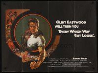 9h077 EVERY WHICH WAY BUT LOOSE British quad '78 art of Clint Eastwood & orangutan by Bob Peak!
