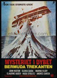 9h623 BERMUDA TRIANGLE Danish '78 John Huston, Claudine Auger, wild art of ship in peril!