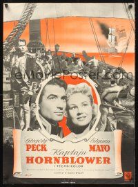 9h633 CAPTAIN HORATIO HORNBLOWER Danish '51 Gregory Peck & Virginia Mayo, seafaring action!