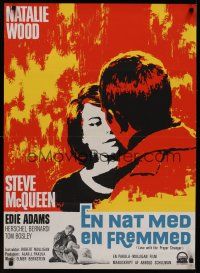 9h679 LOVE WITH THE PROPER STRANGER Danish '64 different romantic art of Natalie Wood & McQueen!