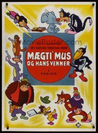 9h683 MAEGTI' MUS OG HANS VENNER Danish '70s wacky cartoon art of Mighty Mouse & friends!