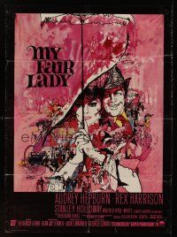 9h694 MY FAIR LADY Danish '64 classic art of Audrey Hepburn & Rex Harrison by Bob Peak!