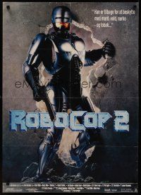 9h720 ROBOCOP 2 Danish '90 cyborg policeman Peter Weller busts through wall, sci-fi sequel!