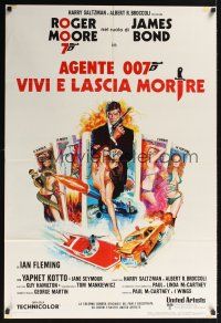 9h149 LIVE & LET DIE Italian 1sh '73 art of Roger Moore as James Bond by Robert McGinnis!