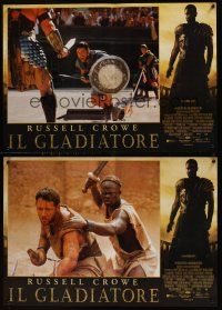 9h161 GLADIATOR 8 Italian photobustas '00 Russell Crowe, Joaquin Phoenix, directed by Ridley Scott!