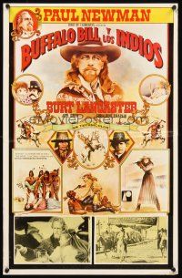 9h104 BUFFALO BILL & THE INDIANS style 3 Mexican poster '76 Burt Lancaster, Paul Newman as Cody!
