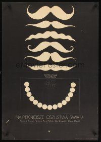9h283 BEAUTIFUL SWINDLERS Polish 23x33 '64 Chabrol, Polanski, Holdanowicz art of mustache styles!