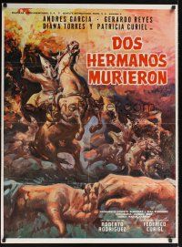 9h218 DOS HERMANOS MURIERON Spanish '80 Andres Garcia, Gerardo Reyes, wild Ku Klux Klan art!