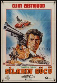 9h067 MAGNUM FORCE Turkish '73 different art of Clint Eastwood pointing his huge gun by Omer Muz!