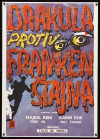 9h533 ASSIGNMENT TERROR Yugoslavian '69 Dracula & Frankenstein, bloody title art!