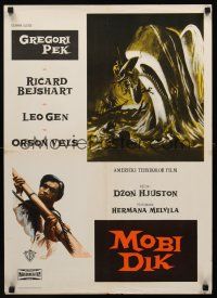 9h587 MOBY DICK Yugoslavian '56 John Huston, great art of Gregory Peck & the giant whale!