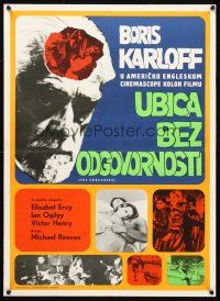 9h599 SORCERERS Yugoslavian '67 Boris Karloff, different montage of horror images!