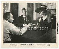 9j084 BREAKFAST AT TIFFANY'S 8x10 still '61 George Peppard & Audrey Hepburn in black dress & hat!
