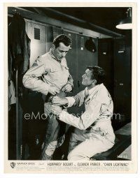9j111 CHAIN LIGHTNING 8x10 still '49 military test pilot Humphrey Bogart is helped with his gear!