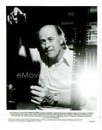 9j130 CLASH OF THE TITANS candid 8x10 still '81 Ray Harryhausen examining film strip!