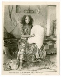 9j193 DOLORES DEL RIO 8x10 still '28 sitting on a bed holding pillow with wild hair from Revenge!