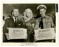 9j397 KISS THEM FOR ME 8x10 still '57 sexy Jayne Mansfield by Ray Walston holding case of whiskey!