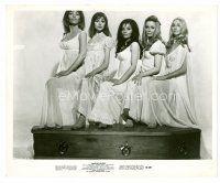 9j713 VAMPIRE LOVERS 8x10 still '70 Hammer horror, five sexy blood-nymphs posing on coffin!