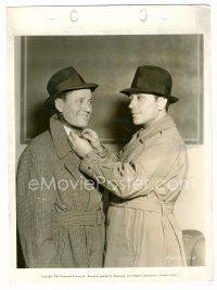 9j740 YOU & ME candid 8x11 key book still '38 George Raft in trenchcoat smiling at Roscoe Karns!