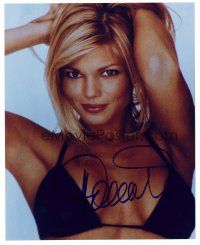 9k064 DONNA D'ERRICO signed color 8x10 REPRO still '00s c/u of the Baywatch actress in bikini top!