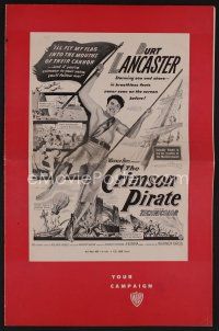 9k270 CRIMSON PIRATE pressbook '52 great image of barechested Burt Lancaster swinging on rope!
