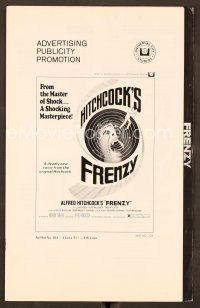 9k291 FRENZY pressbook '72 written by Anthony Shaffer, Alfred Hitchcock's shocking masterpiece!