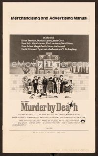 9k319 MURDER BY DEATH pressbook '76 great Charles Addams art of cast by dead body & spooky house!
