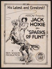9k345 SPARKS OF FLINT pressbook '21 cool full-length art of Jack Hoxie on horseback with lasso!