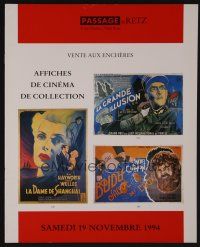 9m398 AFFICHES DE CINEMA DE COLLECTION 11/19/94 auction catalog '94 great art, French posters!