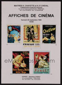 9m426 AFFICHES DE CINEMA 09/28/96 auction catalog '96 Outlaw, Charlie Chaplin, Laurel & Hardy!
