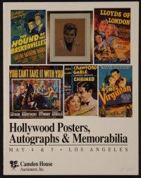 9m330 CAMDEN HOUSE HOLLYWOOD POSTERS, AUTOGRAPHS & MEMORABILIA 05/04/91 auction catalog '91