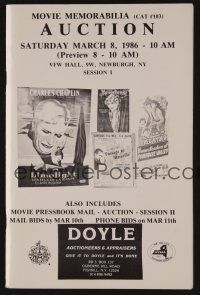 9m305 DOYLE MOVIE MEMORABILIA AUCTION 03/08/86 auction catalog '86 Charlie Chaplin & more!