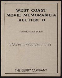 9m301 WEST COAST MOVIE MEMORABILIA AUCTION VI 03/27/83 auction catalog '83