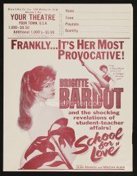 9m265 SCHOOL FOR LOVE herald '60 sexy Brigitte Bardot in her most provocative movie!