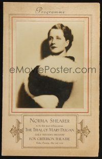 9m116 TRIAL OF MARY DUGAN premiere program '29 pretty Norma Shearer in fur!