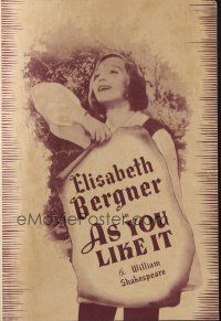 9m213 AS YOU LIKE IT herald '36 Elisabeth Bergner in William Shakespeare's romantic comedy!