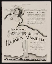 9p118 NAUGHTY MARIETTA magazine ad '35 & Nelson Eddy, great smiling art of Jeanette MacDonald!