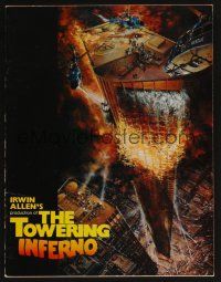 9p075 TOWERING INFERNO program '74 Steve McQueen, Paul Newman, cool John Berkey art!