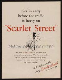 9p234 SCARLET STREET promo brochure '45 Fritz Lang film noir, E.G. Robinson, Joan Bennett, Duryea!