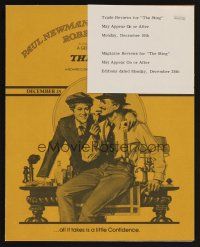 9p247 STING promo brochure '74 best artwork of con men Paul Newman & Robert Redford by Amsel!
