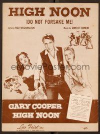 9p349 HIGH NOON sheet music '52 Gary Cooper, Grace Kelly, Do Not Forsake Me!