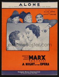 9p418 NIGHT AT THE OPERA sheet music '35 Marx Brothers w/Allan Jones & Kitty Carlisle, Alone!