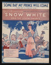 9p475 SNOW WHITE & THE SEVEN DWARFS sheet music '37 Disney classic, Some Day My Prince Will Come!