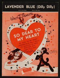 9p479 SO DEAR TO MY HEART sheet music '49 Walt Disney, Burl Ives, Beulah Bondi, Lavender Blue!