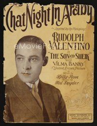 9p482 SON OF THE SHEIK sheet music '26 portrait of Rudolph Valentino, That Night In Araby!