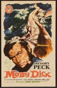 9p029 MOBY DICK Spanish herald '56 John Huston, great art of Gregory Peck & the giant whale!