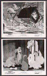 9p781 LADY & THE TRAMP 3 8x10 stills R70s Walt Disney romantic canine dog classic cartoon!