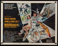 9r036 MOONRAKER Spanish/U.S. style B signed 1/2sh '79 by Richard Kiel, Roger Moore as James Bond!