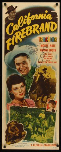 9r037 CALIFORNIA FIREBRAND signed insert '48 by Monte Hale, great smiling image with Adrian Booth!